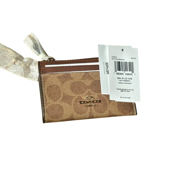 Coach Women's Mini ID Skinny in Signature Canvas Dark Brown One Size NWT - Picture 11 of 12